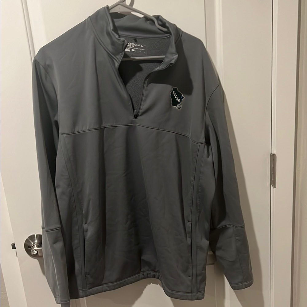 Milwaukee Bucks Nike Gray Quarter-Zip Pullover